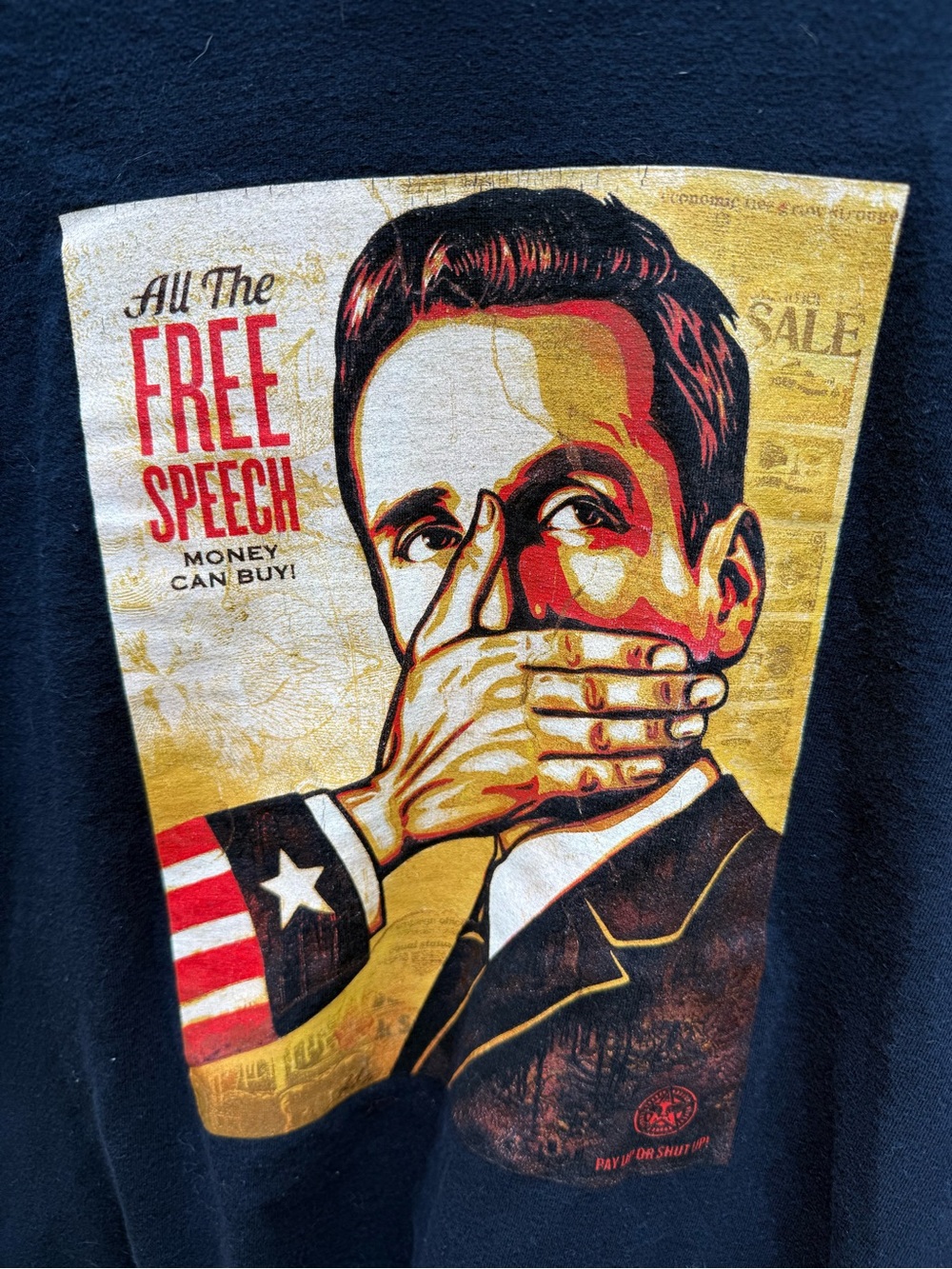 Obey Navy Blue Short-Sleeve Tee with 'Free Speech' Graphic - Picture 2 of 5